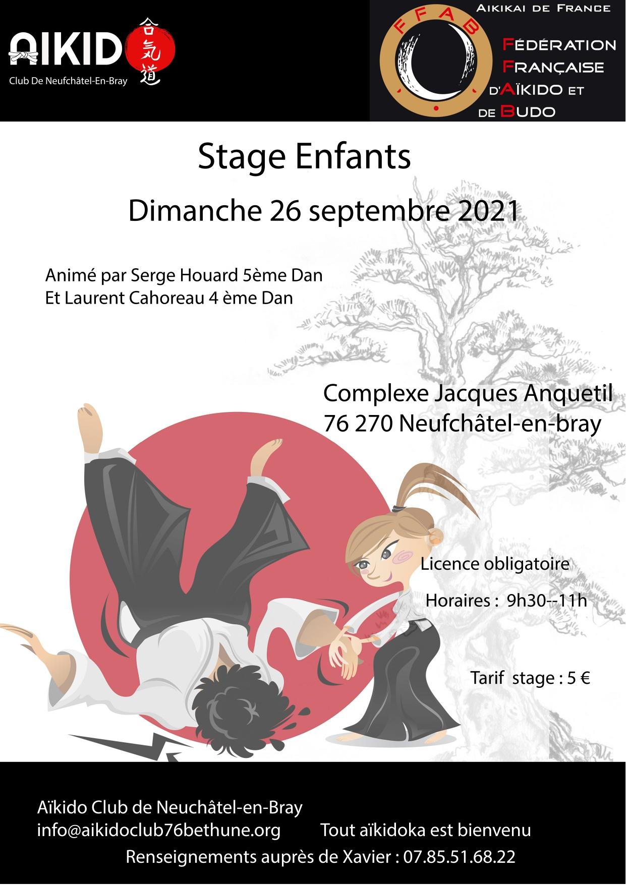 Affiche stage enfants 26 09 21