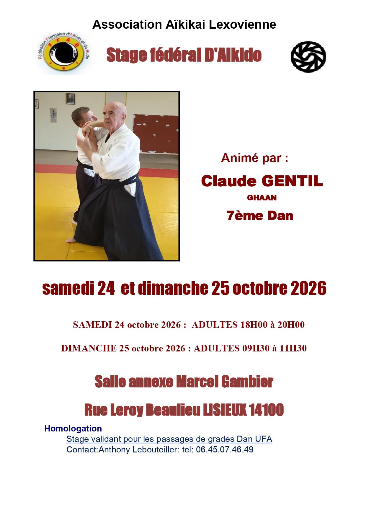 Stage gentil lisieux octobre 2026